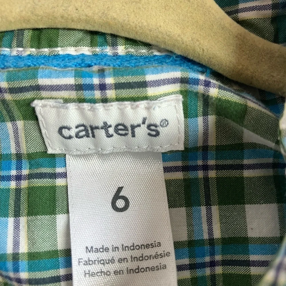 Carter's Plaid Shirts - Navy and Green - Picture 3 of 7